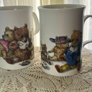 Roy Kirkham White Bear Print Bone China Mugs, Set of 2, One Size
